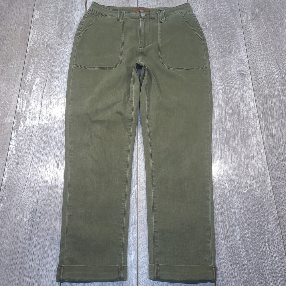 Judy Blue Utility Pants Women Size 11 Olive Green Garment Dyed Straight Cuffed